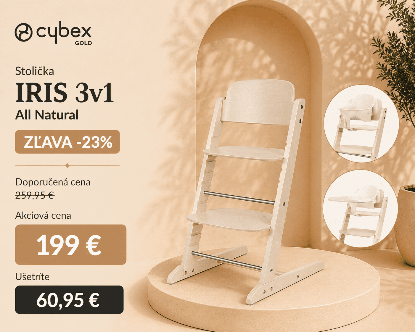 Cybex Gold Stolička IRIS 3v1 - All Natural